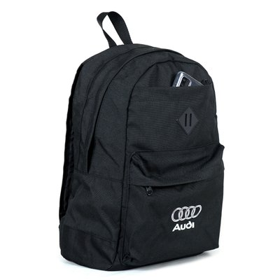 Молодіжний сучасний місткий рюкзак чорного кольору з маркою автомобіля з міцної щільної тканини RA001 фото