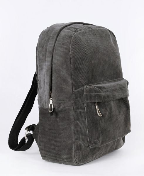 Женский небольшой городской рюкзак из вельветовой ткани темно серого цвета 00788 МВ00788 фото