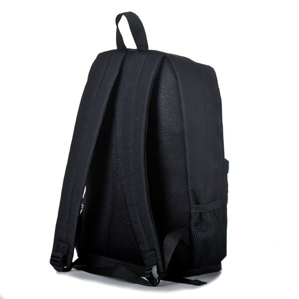 Стильний чоловічий однотонний рюкзак чорного кольору з білим малюнком сова міцний МВ3001-2 фото