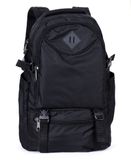 Однотонний середній чоловічий місткий непромокальний зносостійкий міцний рюкзак чорного кольору МВ 111 фото